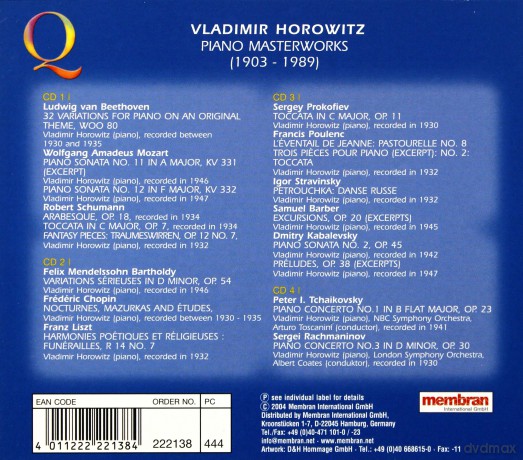 Horowitz V Piano Masterworks [4CD]
