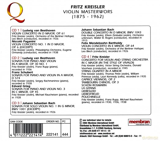 Kreisler F Violin Masterworks [4CD]