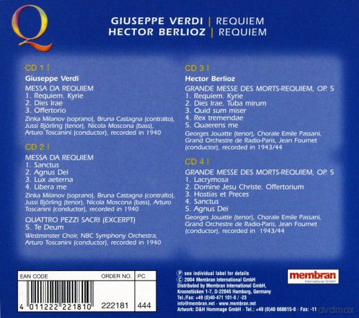 Verdi Berlioz Requiem [4CD]