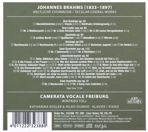 Johannes Brahms: Brahms: Secular Choral Works [CD]