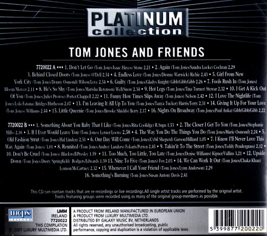 Tom Jones: Tom Jones&Friends (Platinum Collection) [2CD]