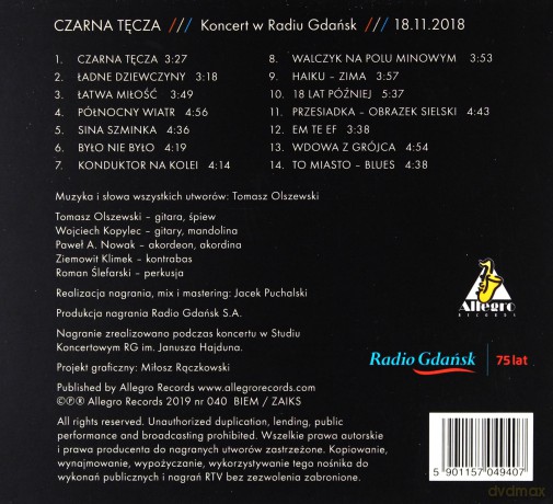 Tomasz Olszewski: Czarna tęcza (digipack) [CD]