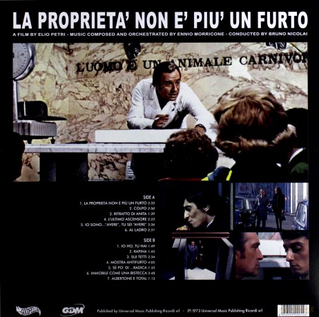 La Proprieta' Non E' Piu' Un Furto soundtrack (Własność nie pochodzi już z kradzieży) (Ennio Morricone) [Winyl]