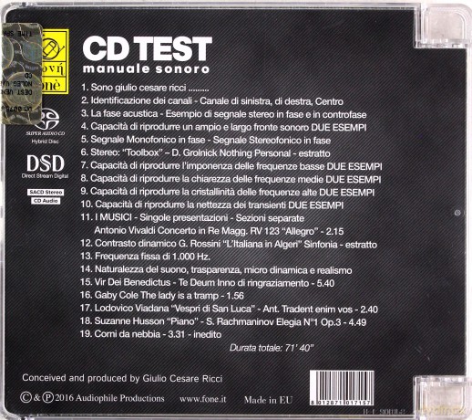Ricci Giulio Cesare: Cd Test (Sacd) [CD]