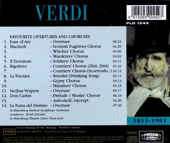 Verdi: Favourite Overtures&Choruses [CD]