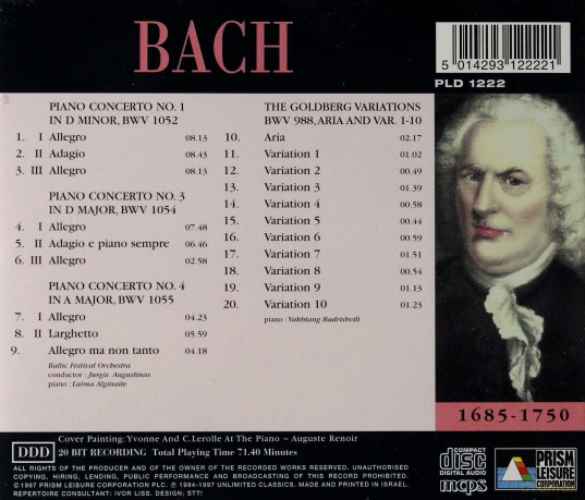 Bach: Concertos for Piano and Orchestra [CD]