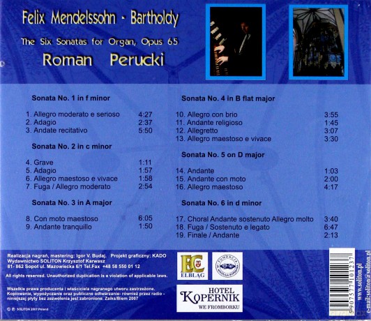 Roman Perucki: Felix Mendelssohn-Bartholdy: Six Sonatas [CD]