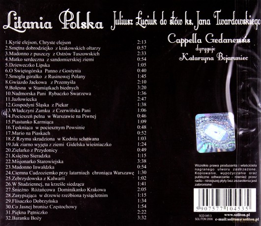 Litania Polska Do Słów Ks. Jana Twardowskiego [CD]
