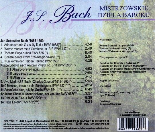 Bach Mistrzowska Dzieła Baroku [CD]