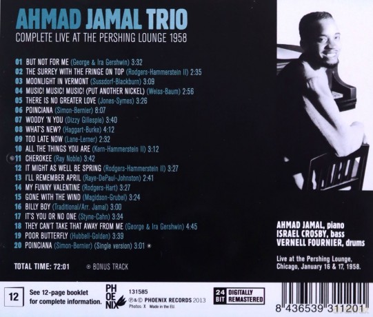 Ahmad Jamal Trio: Complete Live at the Pershing Lounge 1958 + Bonus Track [CD]