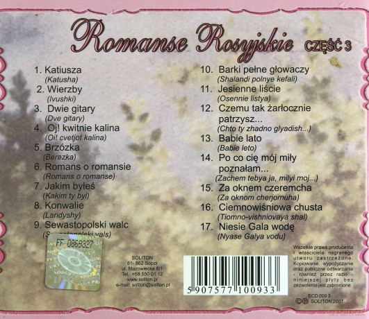 Irina Szoda: Romanse Rosyjskie Cz.3 [CD]