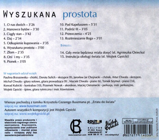 Wojtek Gęsicki: Wyszukana Prostota (Piosenki Kc Buszmana) (digipack) [CD]