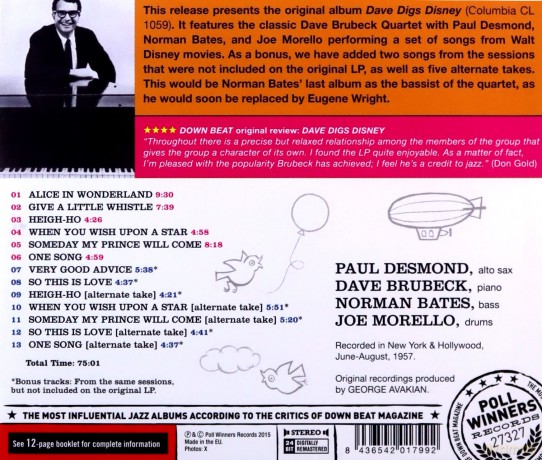 Dave Brubeck Quartet: Dave Digs Disney [CD]