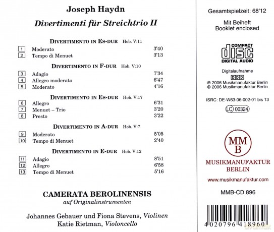 Josef Haydn: Divertimenti fuer String Trio 2 [CD]