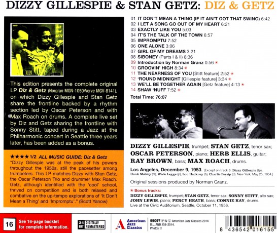Dizzy Gillespie: Diz and Getz [CD]