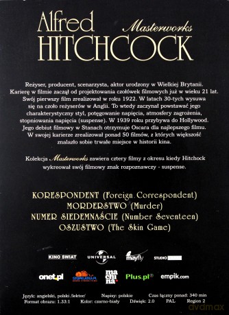 Alfred Hitchcock Kolekcja: Korespondent / Morderstwo / Numer Siedemnaście / Oszustwo [BOX] [4DVD]