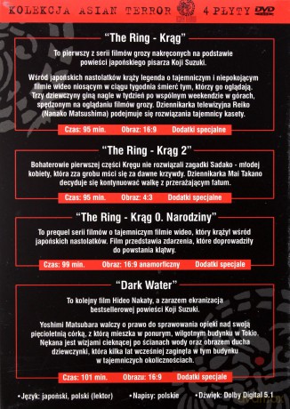 Asian Terror Kolekcja: Krąg / Krąg 2 / Krąg 0. Narodziny / Dark Water [BOX] [4DVD]