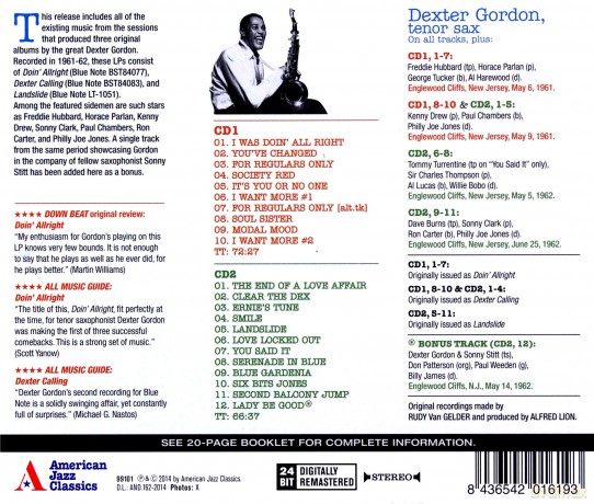 Dexter Gordon: Doin' Allright + Dexter Calling + Landslide - the Complete Sessions [2CD]