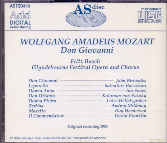 Fritz Busch: Don Giovanni [CD]