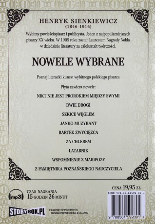 Nowele wybrane - Henryk Sienkiewicz [AUDIOBOOK] [CD-MP3]