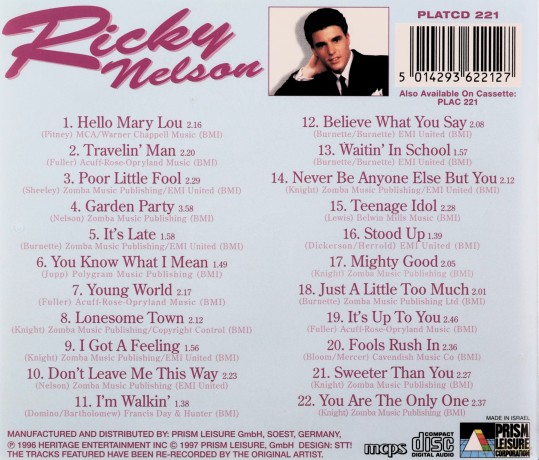 Ricky Nelson: Greatest Hits [CD]
