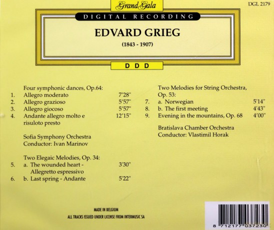 Grieg: 4 Symphonic Dances [CD]