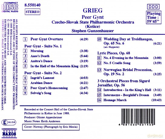 Grieg: Peer Gynt/lyric Pieces [CD]