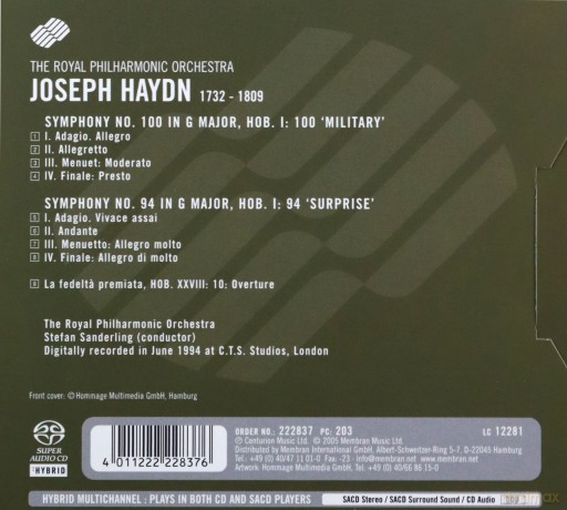 J. Haydn: Haydn - Symhonies Nos 94 and 100 [CD]