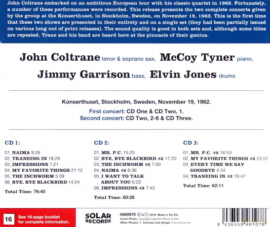John Coltrane: He Complete November 19, 1962 Stockholm Concerts [3CD]