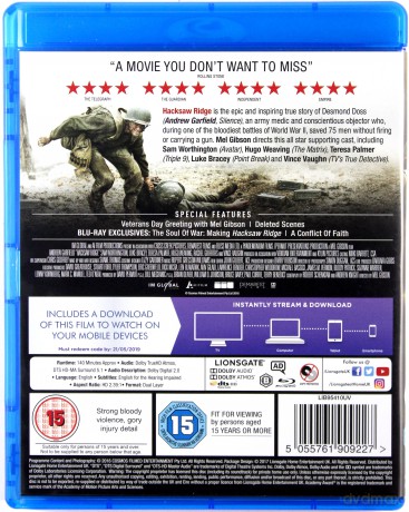 Hacksaw Ridge (Przełęcz ocalonych) [Blu-Ray]