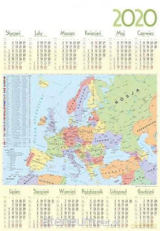 Kalendarz 2020 jednoplanszowy Europa [KALENDARZ]