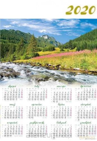 Kalendarz 2020 jednoplanszowy Potok [KALENDARZ]