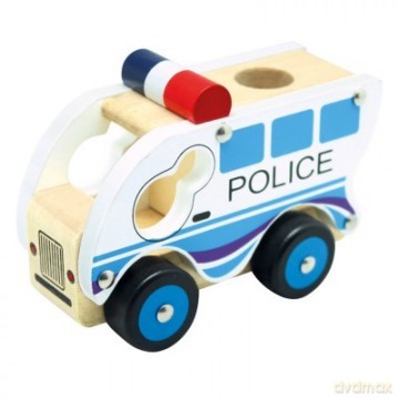 Drewniany samochód policja