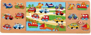 Układanka TOP BRIGHT Puzzle drewniane 3w1 Pojazdy [PUZZLE]