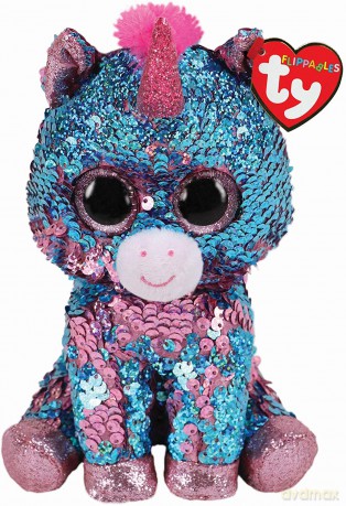 BOOS Flippables CELESTE, 24 cm - cekinowy niebiesko-różowy jednorożec