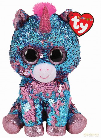 BOOS Flippables CELESTE, 24 cm - cekinowy niebiesko-różowy jednorożec