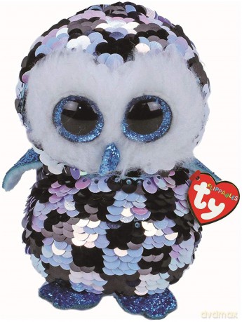 BOOS Flippables TOPPER, 24 cm - cekinowa niebiesko-czarna sowa