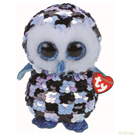 BOOS Flippables TOPPER, 24 cm - cekinowa niebiesko-czarna sowa