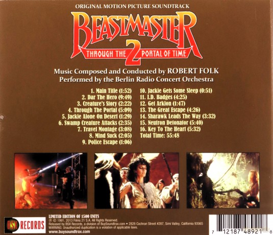 Beastmaster II: Through The Portal Of Time soundtrack (Robert Folk) [CD]