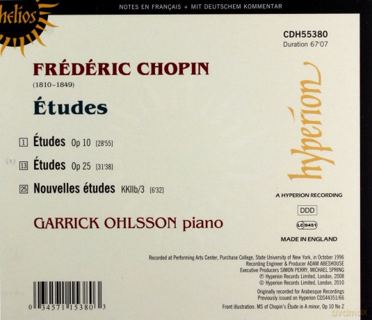 Garrick Ohlsson: Chopinthe Complete Etudes [CD]