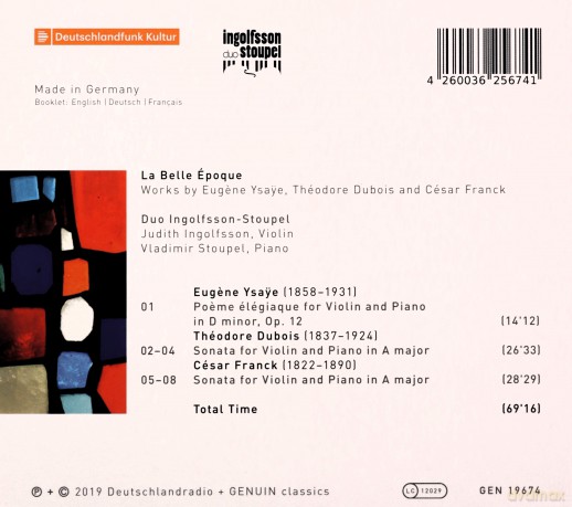 Duo Ingolfsson-Stoupel: La Belle Epoque: Works By Eugene Ysaye. Theodore Dubois And Cesar Franck [CD]