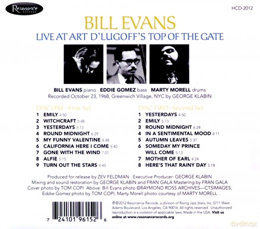 Bill Evans: Live At Art DLugoffS Top Of The Gate [2CD]