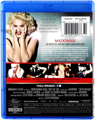 Madonna: Truth or Dare (W łózku z Madonną) [Blu-Ray]