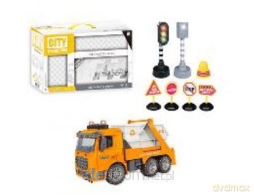 Śmieciarka z akcesoriami pomarańczowa