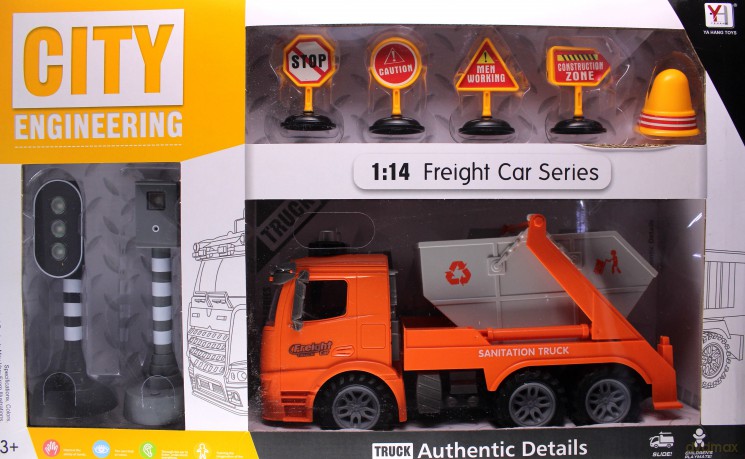 Śmieciarka z akcesoriami pomarańczowa