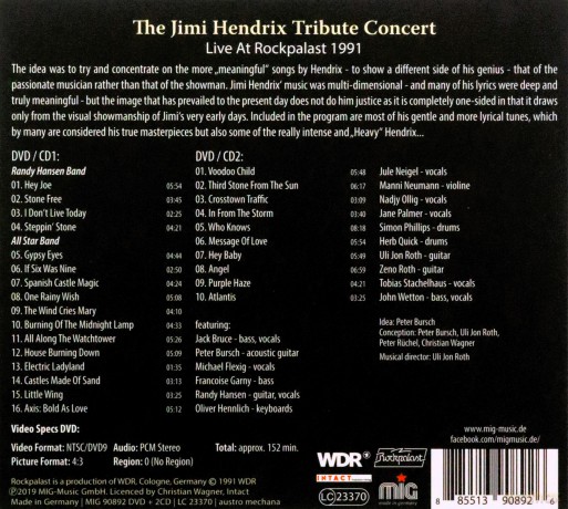 The Jimi Hendrix Tribute Concert Live At Rockpalast 1991 [2CD]+[DVD]