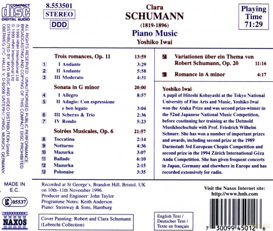 Clara Schumann: Clara Schumann: Piano Music [CD]