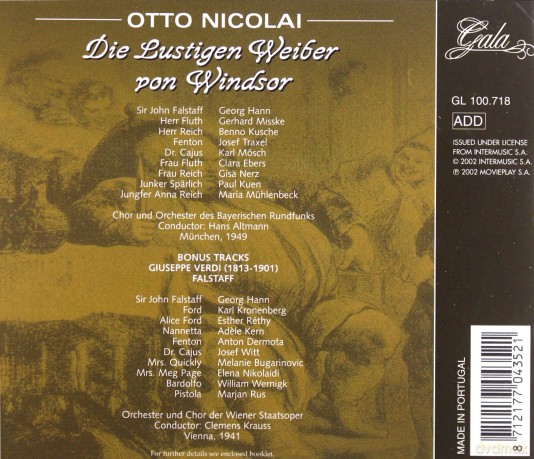Otto Nicolai: Die Lustigen Weiber Von Windsor [2CD]