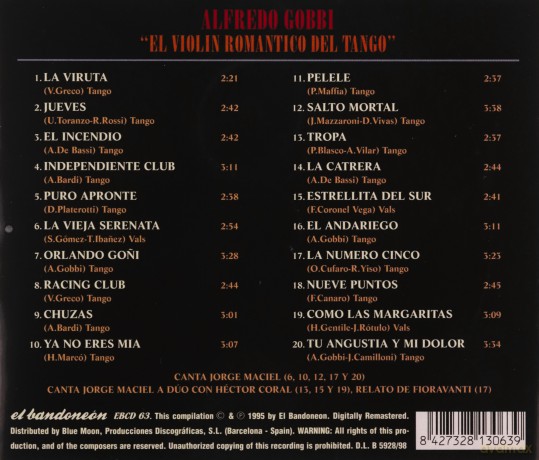 Alfredo Gobbi: El Violin Romantico Tango [CD]