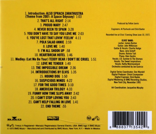 Elvis Presley: Elvis as Recorded Live at Madison Square Garden [CD]